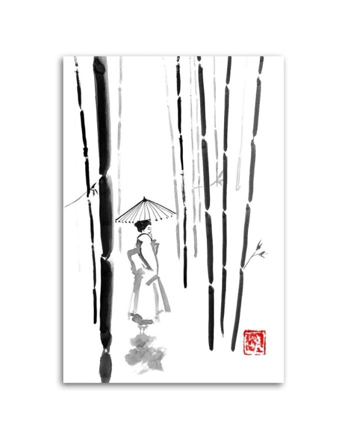 Modern painting - Geisha and bamboos Péchane | FEEBY