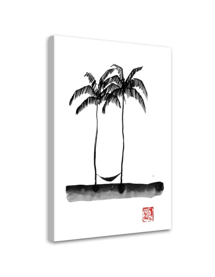 Wall art  illustration painting - Palm trees on a beach Péchane | FEEBY