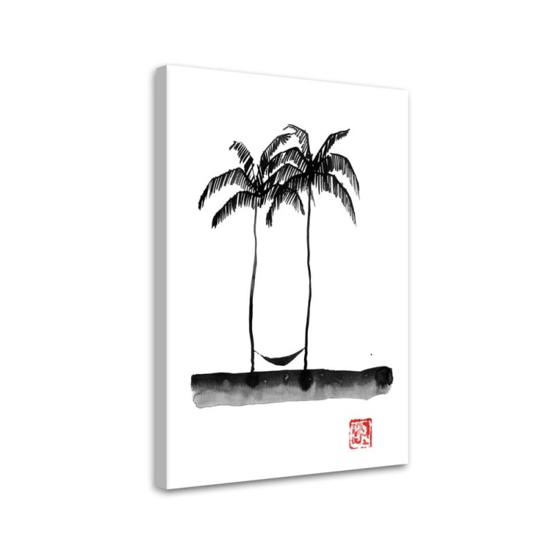 Wall art  illustration painting - Palm trees on a beach Péchane | FEEBY