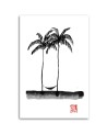 Wall art  illustration painting - Palm trees on a beach Péchane | FEEBY