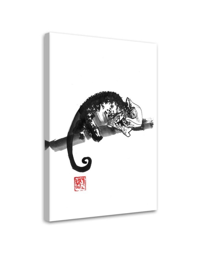 Canvas painting sketch - Chameleon b&w for wall to room Péchane | FEEBY
