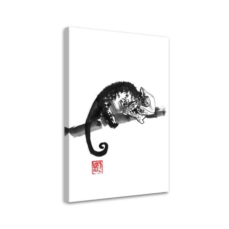 Canvas painting sketch - Chameleon b&w for wall to room Péchane | FEEBY
