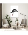 Canvas painting sketch - Chameleon b&w for wall to room Péchane | FEEBY