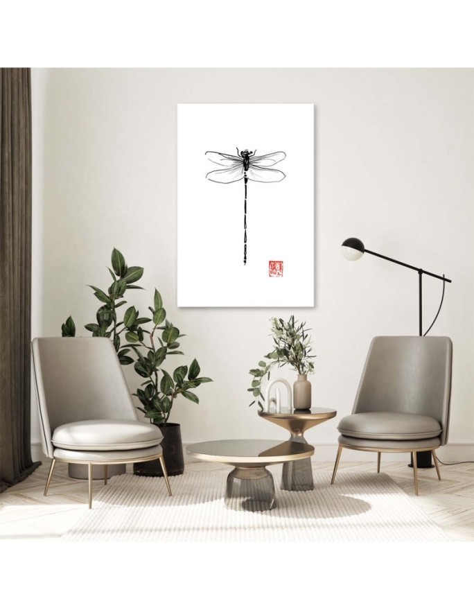 Modern Canvas painting - Dragonfly b&w Péchane | FEEBY