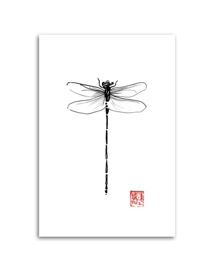 Modern Canvas painting - Dragonfly b&w Péchane | FEEBY