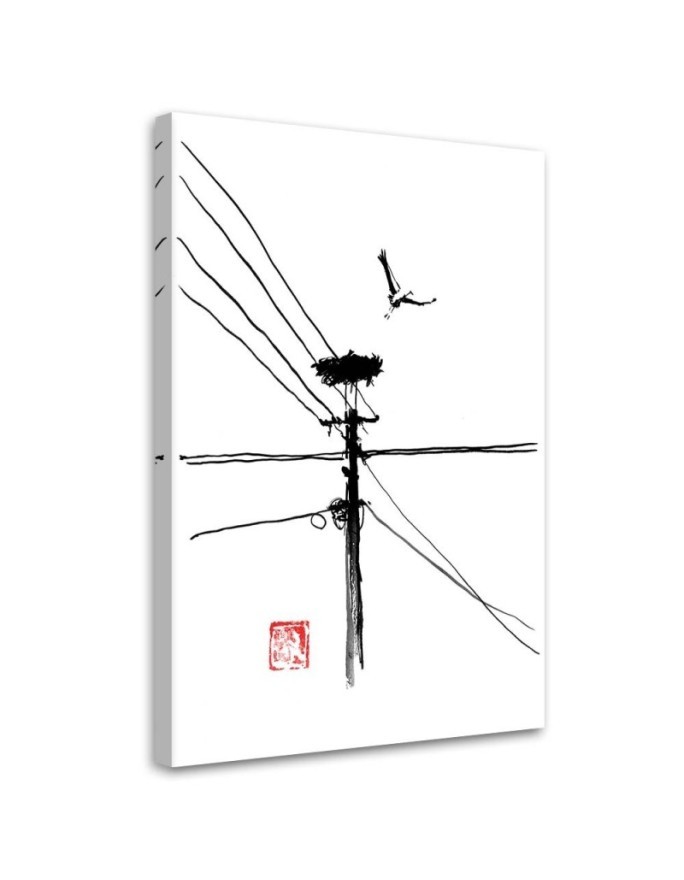 Wall art painting for room - Flying stork Péchane | FEEBY