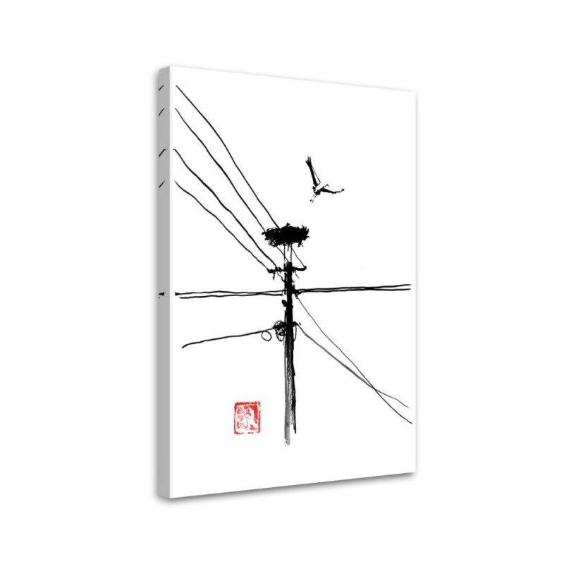 Wall art painting for room - Flying stork Péchane | FEEBY