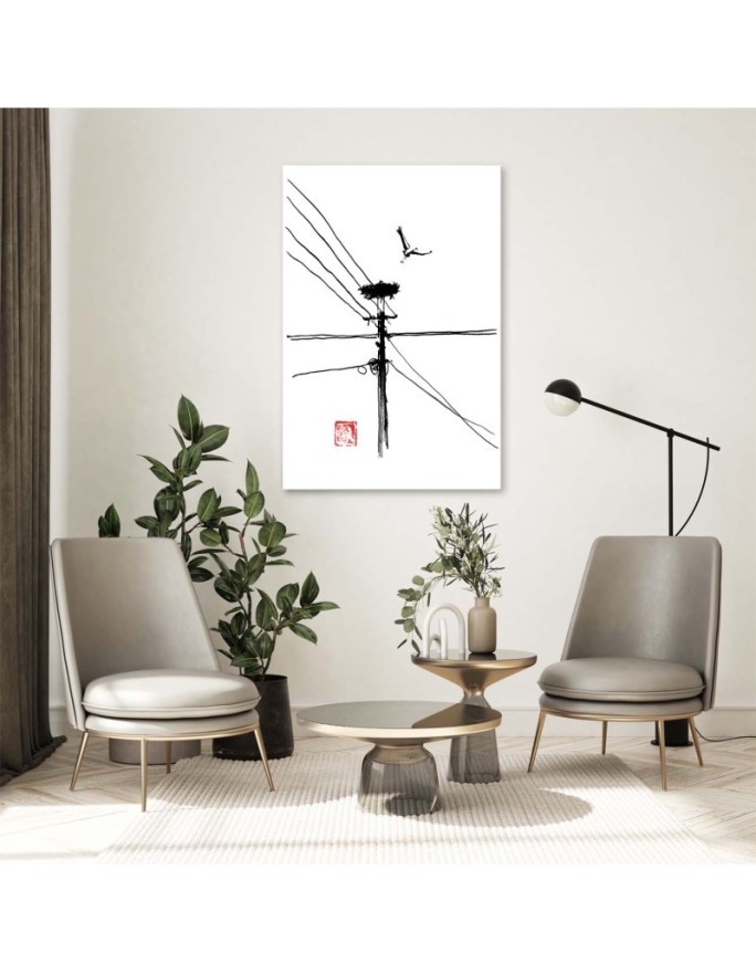 Wall art painting for room - Flying stork Péchane | FEEBY