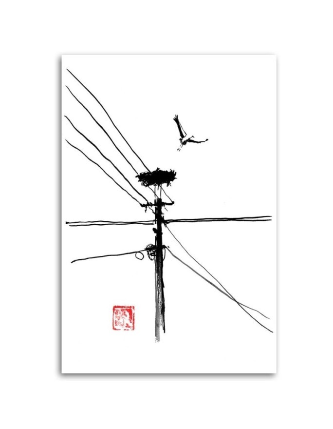 Wall art painting for room - Flying stork Péchane | FEEBY