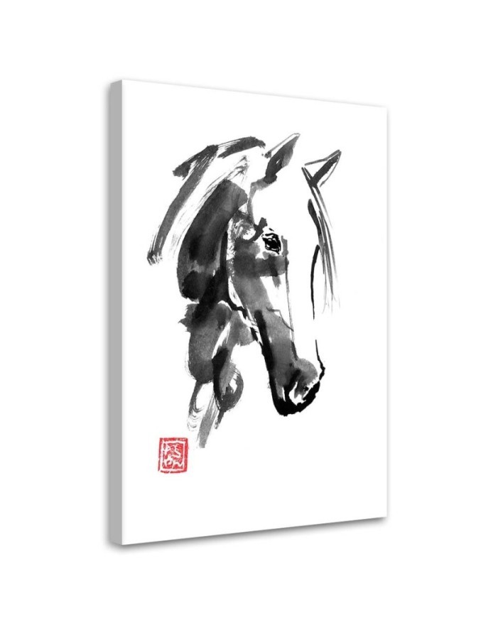 Modern Canvas painting for living room black and white - Sketch of a horse's head | FEEBY