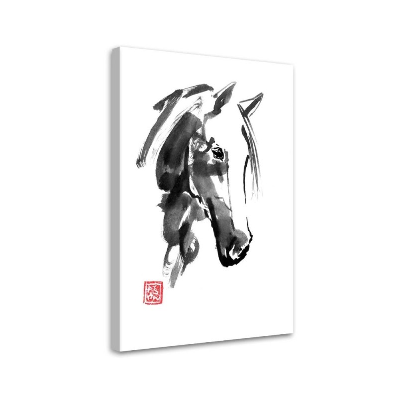 Modern Canvas painting for living room black and white - Sketch of a horse's head | FEEBY
