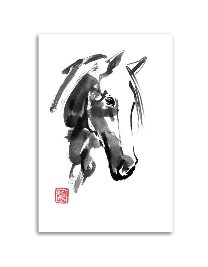 Modern Canvas painting for living room black and white - Sketch of a horse's head | FEEBY