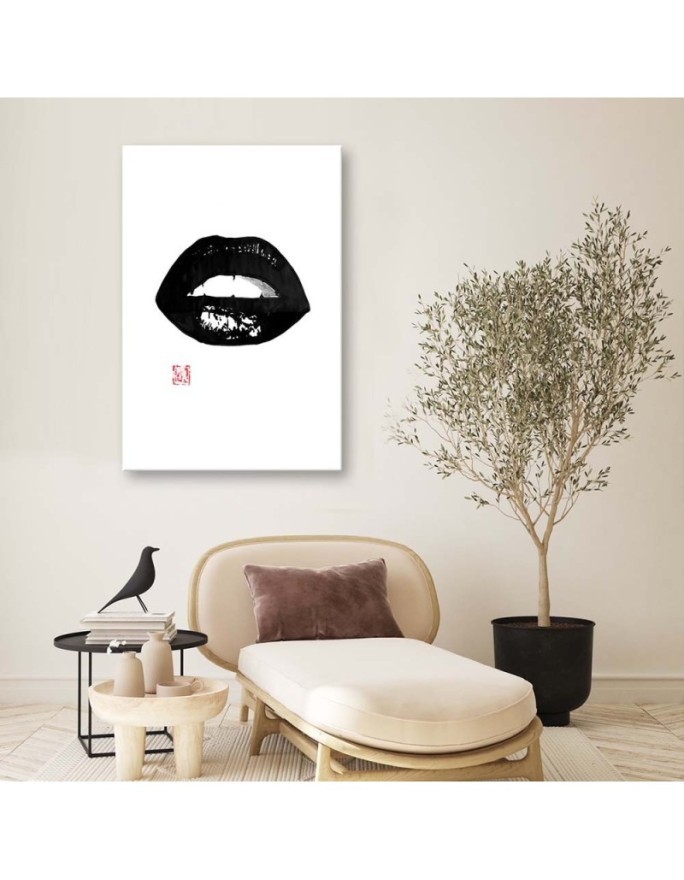 Modern Canvas painting for bedroom B&W Mouth Péchane | FEEBY