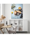 Canvas prints for kitchen, dining room - Cat Croissant Eating Galina Bugaevskaya | FEEBY