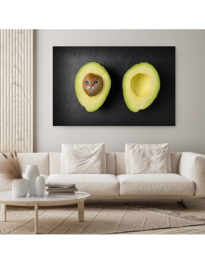 Prints on Canvas for kitchen - Avocado Cat Galina Bugaevskaya | FEEBY