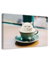 Canvas prints for bar, kitchen - White Cat Coffee Cup Galina Bugaevskaya | FEEBY