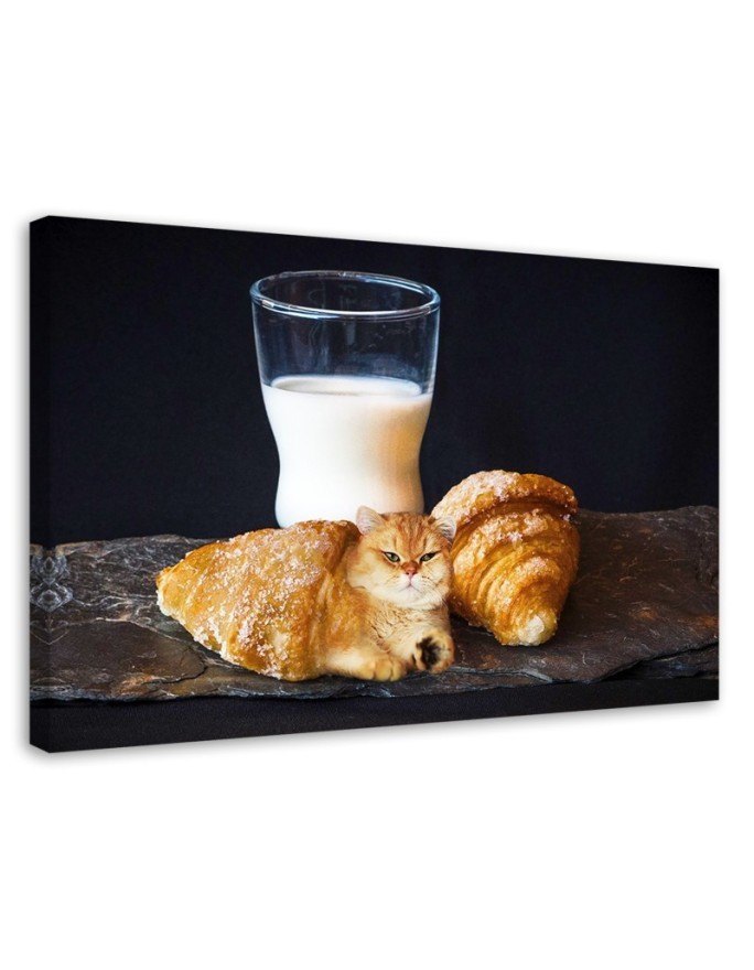 Canvas prints for kitchen - Milk Cat Croissant Food Galina Bugaevskaya | FEEBY