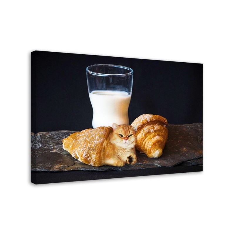 Canvas prints for kitchen - Milk Cat Croissant Food Galina Bugaevskaya | FEEBY