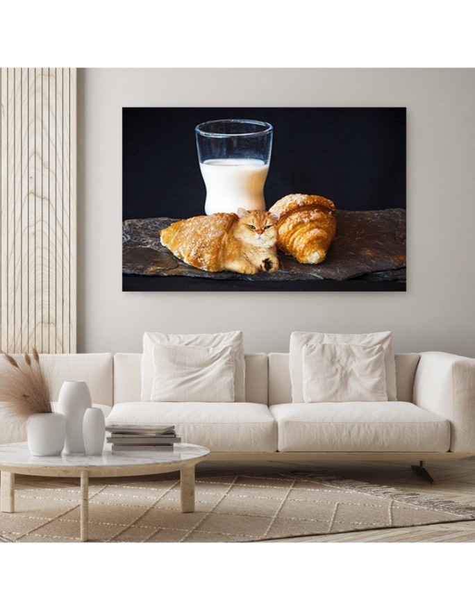Canvas prints for kitchen - Milk Cat Croissant Food Galina Bugaevskaya | FEEBY