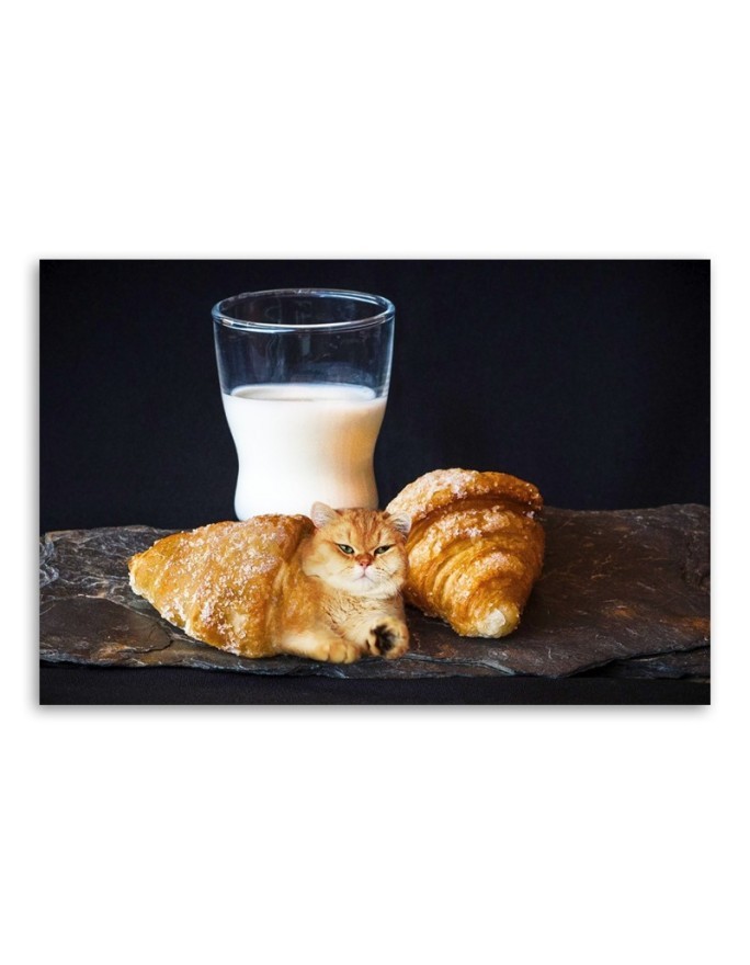 Canvas prints for kitchen - Milk Cat Croissant Food Galina Bugaevskaya | FEEBY