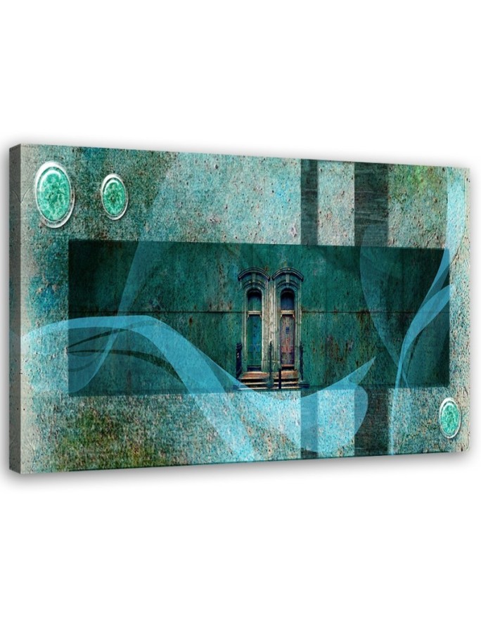 Canvas print Window turquoise