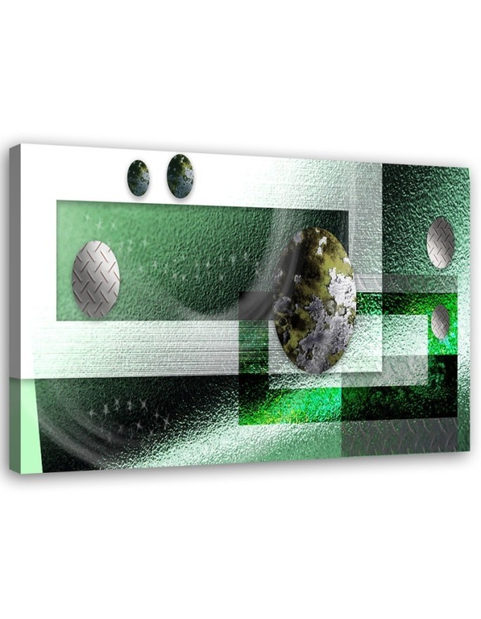 Wall art decoration Canvas painting - Emerald rectangle and spheres | FEEBY