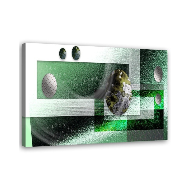 Wall art decoration Canvas painting - Emerald rectangle and spheres | FEEBY