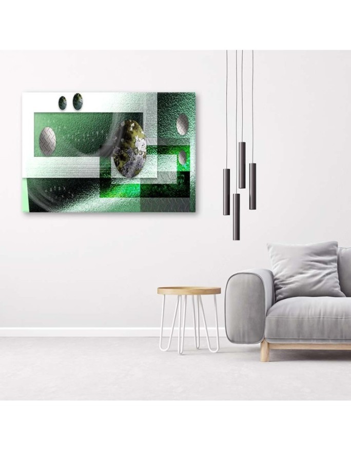 Wall art decoration Canvas painting - Emerald rectangle and spheres | FEEBY