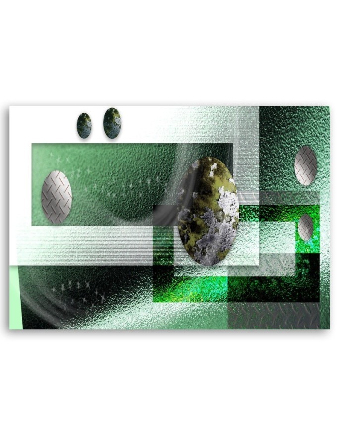 Wall art decoration Canvas painting - Emerald rectangle and spheres | FEEBY