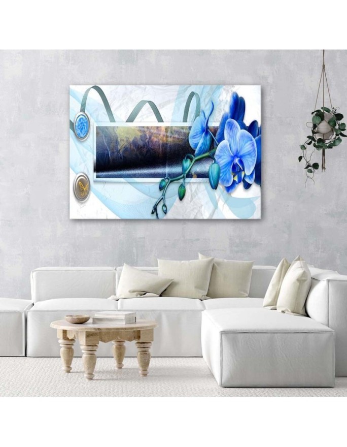 Pictures for living room printed on canvas - Abstraction blue orchid | FEEBY
