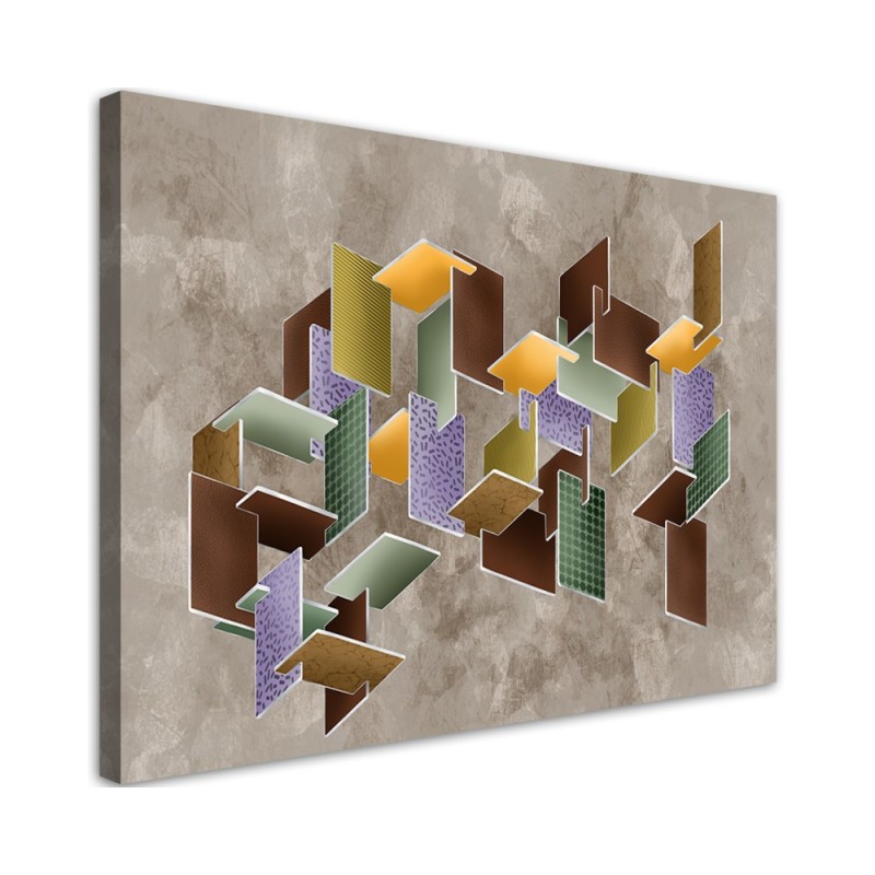 Modern Canvas painting for living room - Puzzle geometric 3D shapes | FEEBY