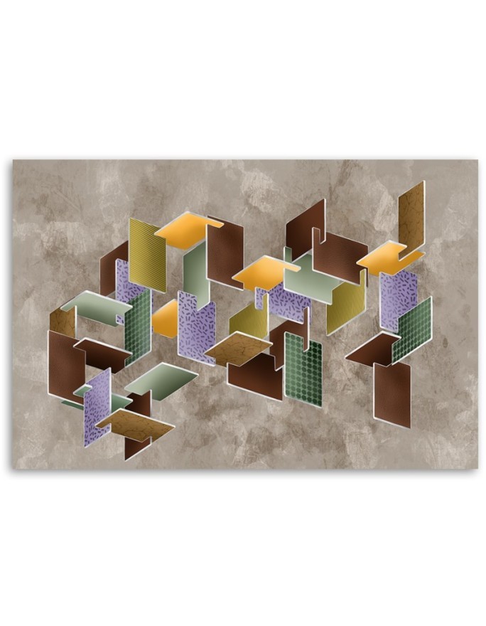 Modern Canvas painting for living room - Puzzle geometric 3D shapes | FEEBY