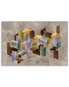 Modern Canvas painting for living room - Puzzle geometric 3D shapes | FEEBY