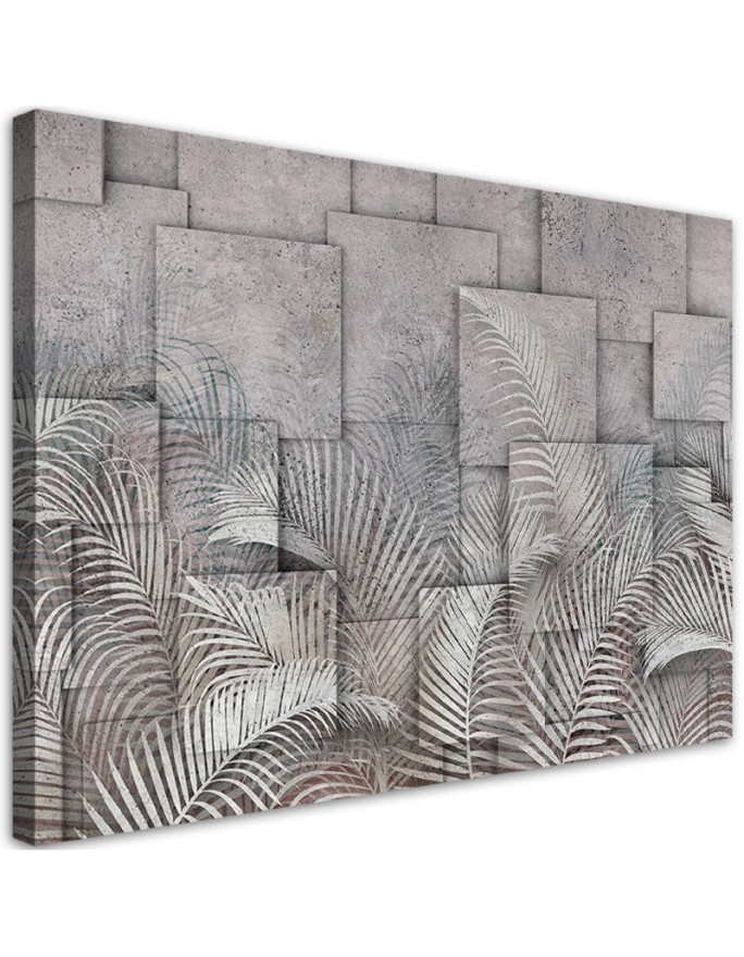 Canvas print - 3D leaves on concrete imitation background | FEEBY