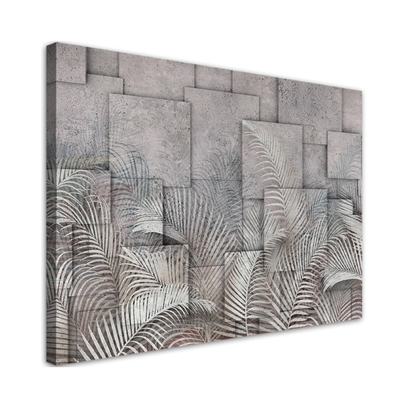 Canvas print - 3D leaves on concrete imitation background | FEEBY
