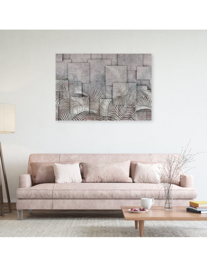 Canvas print - 3D leaves on concrete imitation background | FEEBY