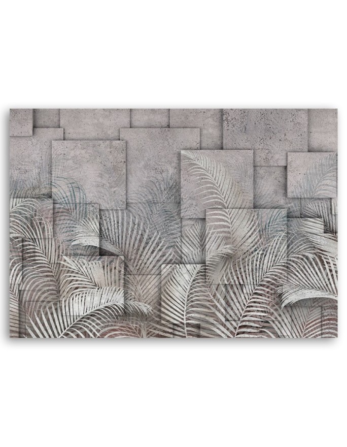 Canvas print - 3D leaves on concrete imitation background | FEEBY