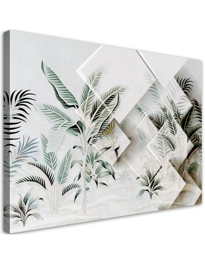 Canvas painting for room - Green leaves 3D | FEEBY