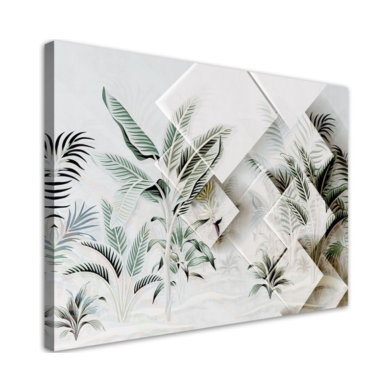 Canvas painting for room - Green leaves 3D | FEEBY