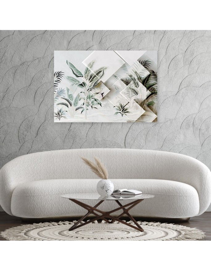 Canvas painting for room - Green leaves 3D | FEEBY