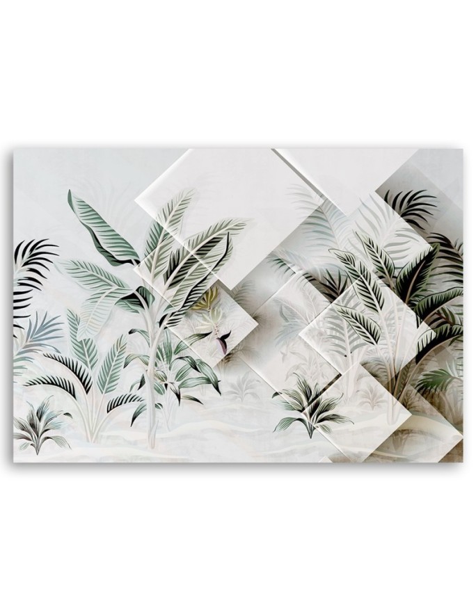 Canvas painting for room - Green leaves 3D | FEEBY