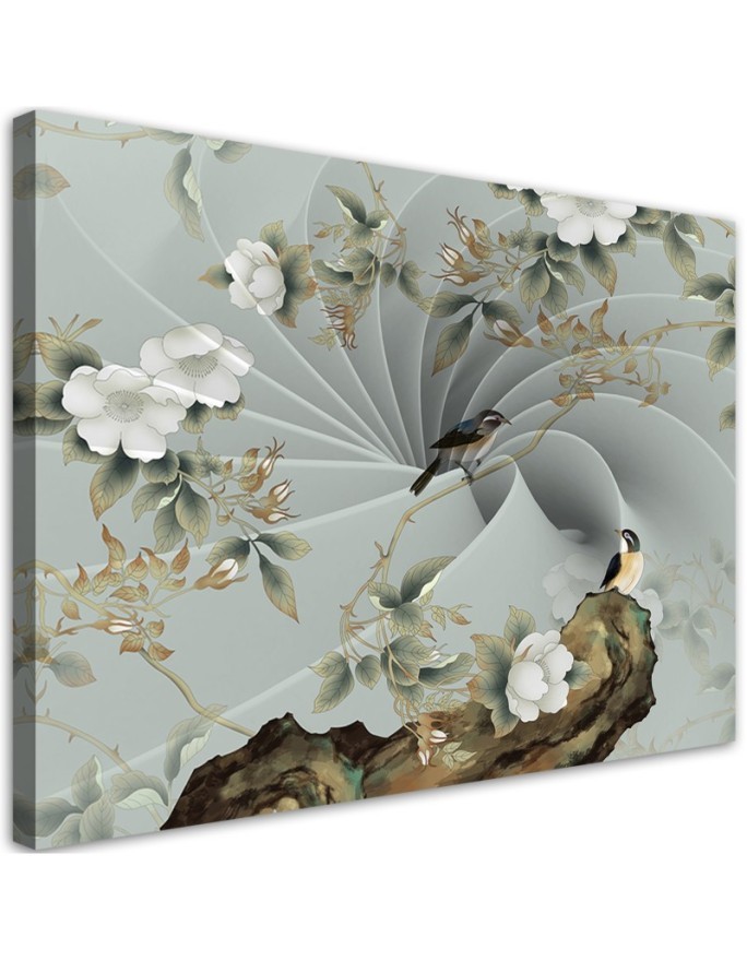 Bird on a branch - decoration, wall art painting for modern living room | FEEBY