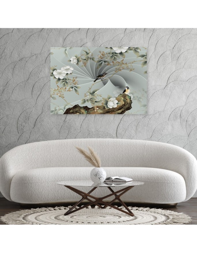 Bird on a branch - decoration, wall art painting for modern living room | FEEBY