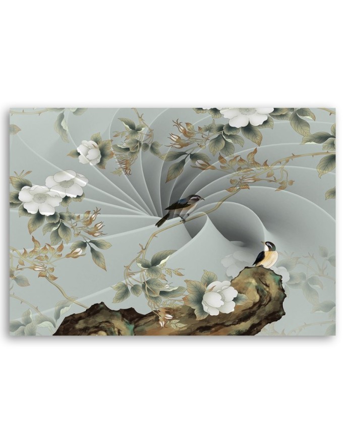 Bird on a branch - decoration, wall art painting for modern living room | FEEBY
