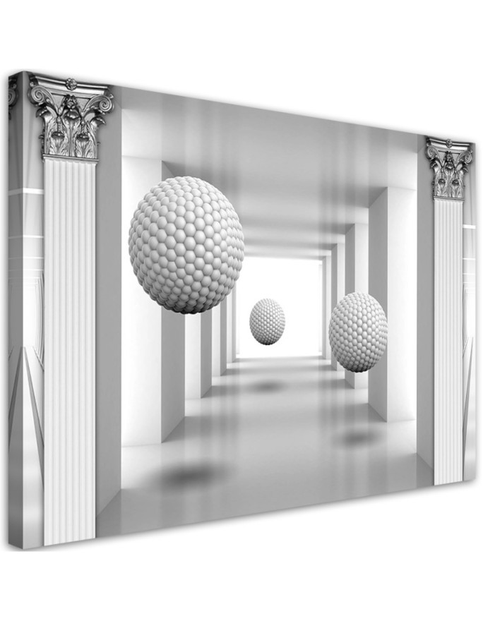 Three-dimensional canvas prints - Balls in a tunnel 3D geometry | FEEBY