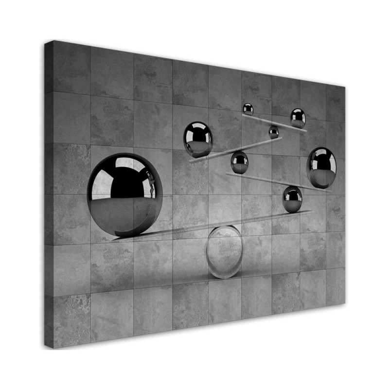 Modern Canvas painting for room - Silver 3D spheres on concrete background | FEEBY