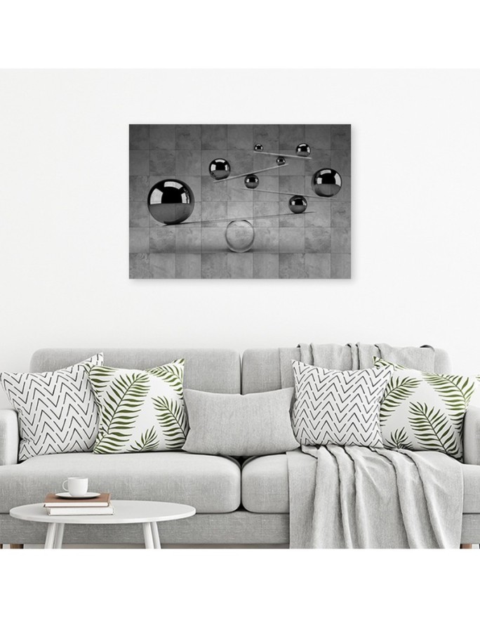 Modern Canvas painting for room - Silver 3D spheres on concrete background | FEEBY