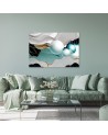 Modern Canvas painting for living room - Turquoise abstract with 3D spheres | FEEBY