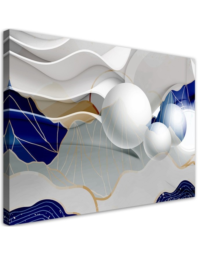 Paintings on Canvas for youth room - Blue abstraction with 3D spheres | FEEBY