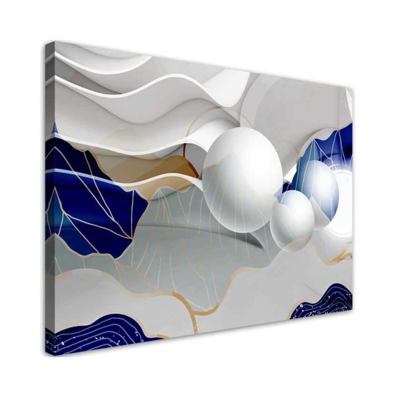 Paintings on Canvas for youth room - Blue abstraction with 3D spheres | FEEBY